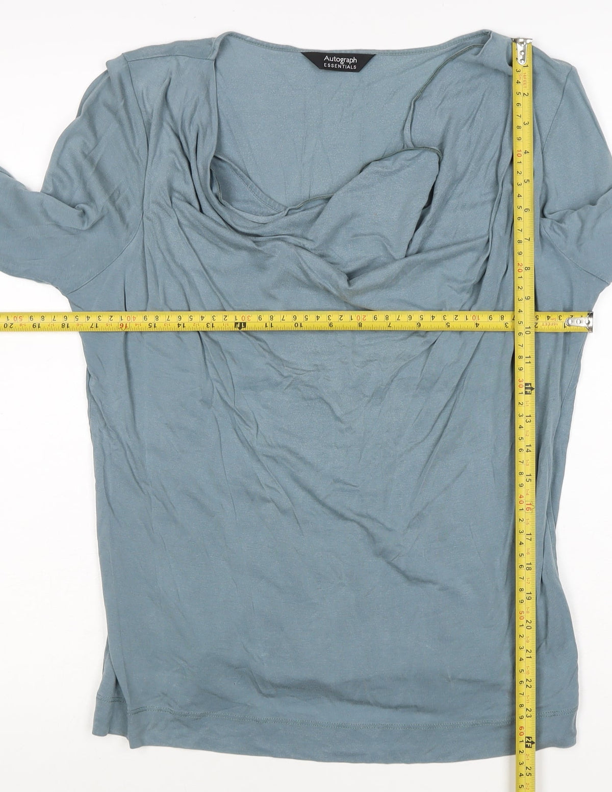 Autograph Women Blue UK 14 Lyocell Cowl Neck Long Sleeve Blouse