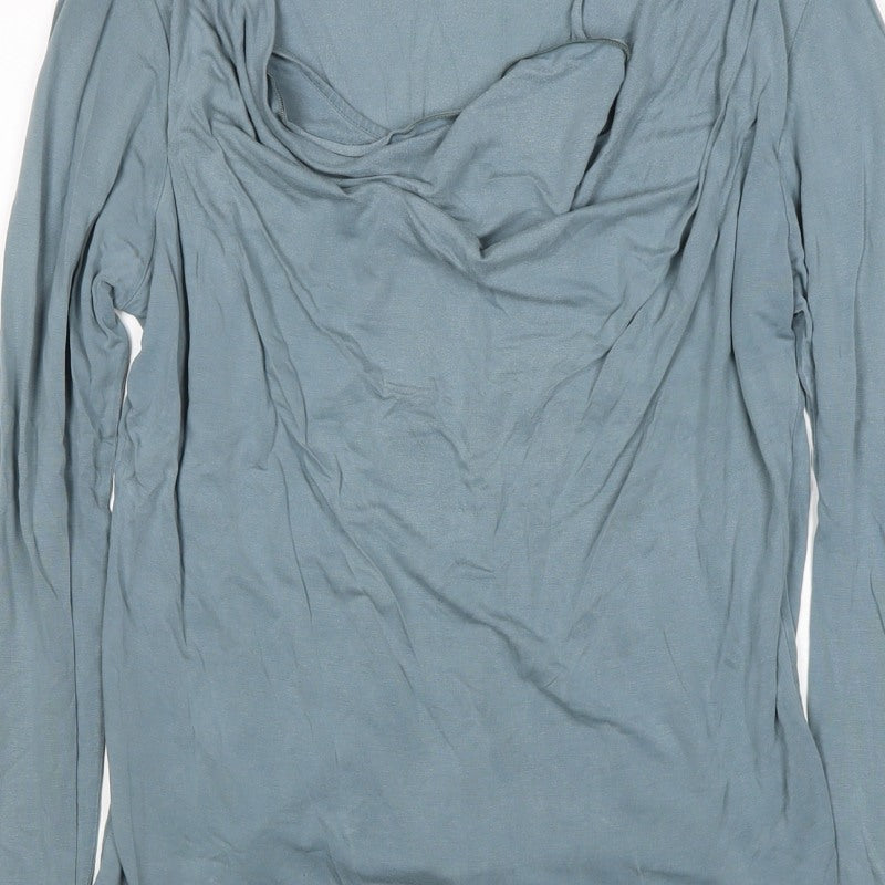 Autograph Women Blue UK 14 Lyocell Cowl Neck Long Sleeve Blouse