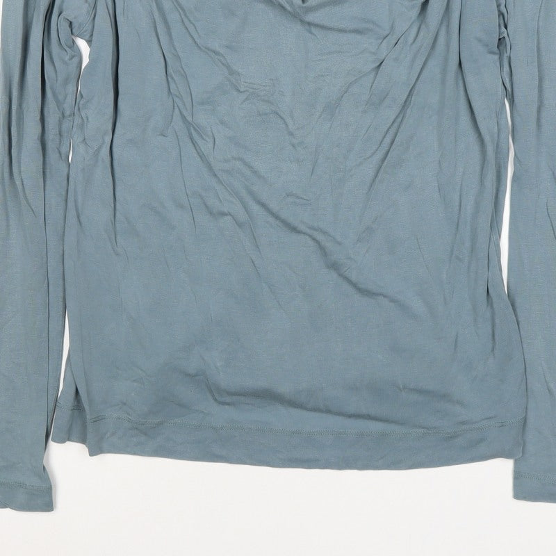 Autograph Women Blue UK 14 Lyocell Cowl Neck Long Sleeve Blouse