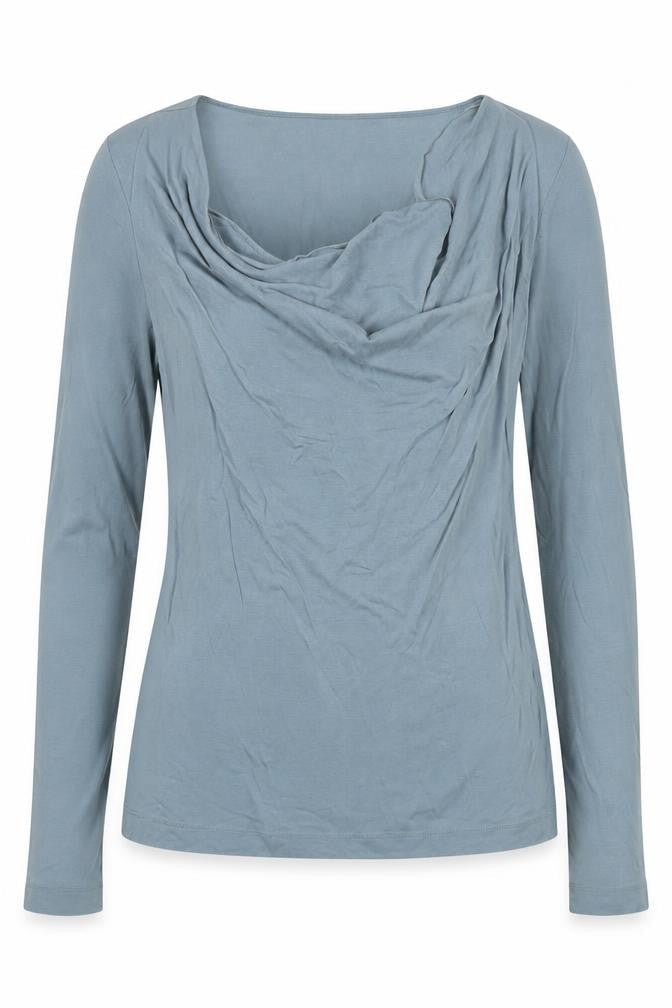 Autograph Women Blue UK 14 Lyocell Cowl Neck Long Sleeve Blouse