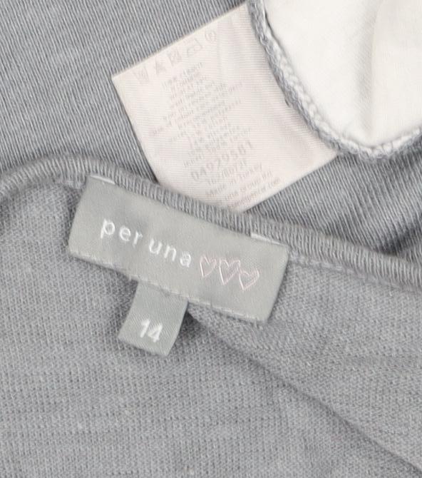 Per Una Women Grey UK 14 Wrap Floral Embellished 3/4 Sleeve Top