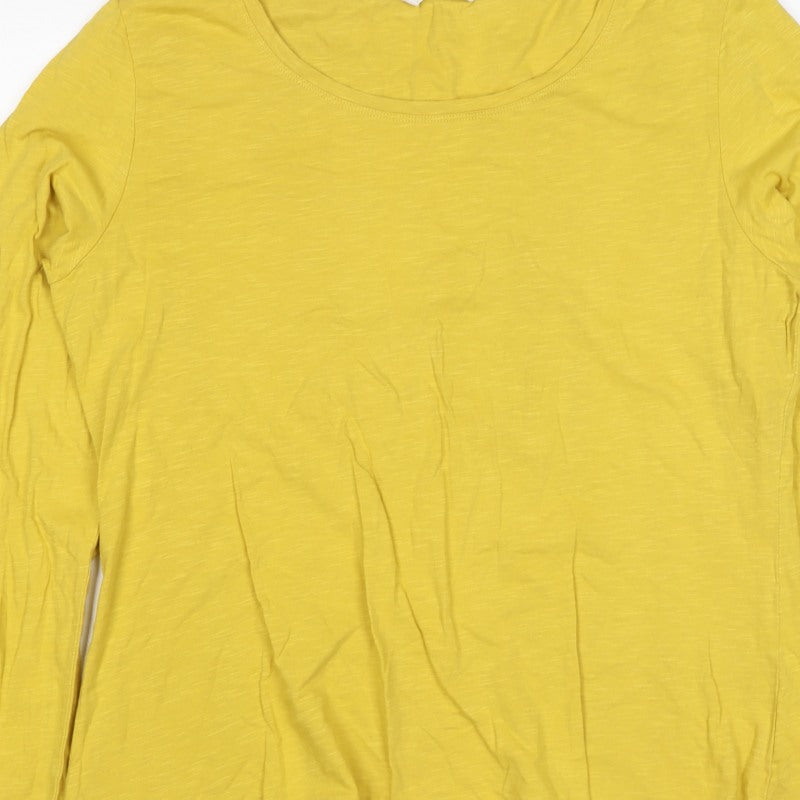 Lazy Jacks Women Yellow UK 18 Long Sleeve Basic Cotton T-Shirt
