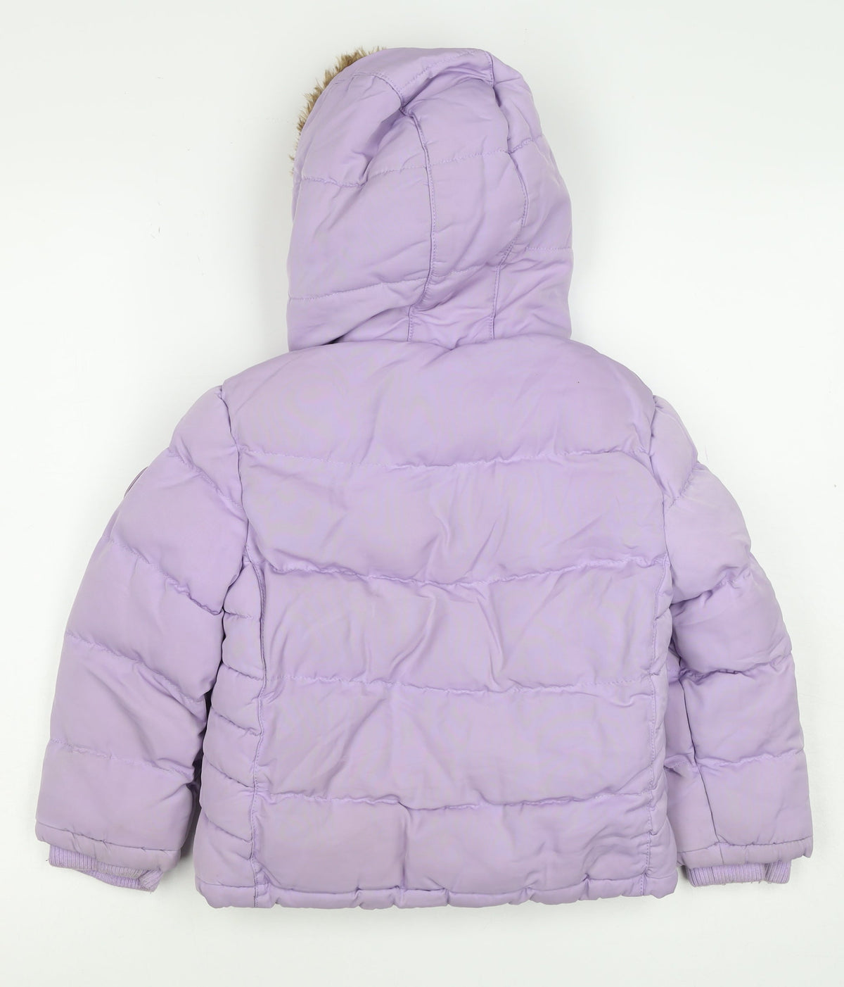 SoulCal & Co Girls Purple 6-7 Years Puffer Jacket Faux Fur Hood Zip