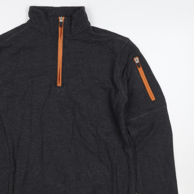 BAM Men’s Grey S Bamboo Viscose 1/4 Zip Fleece Activewear Top