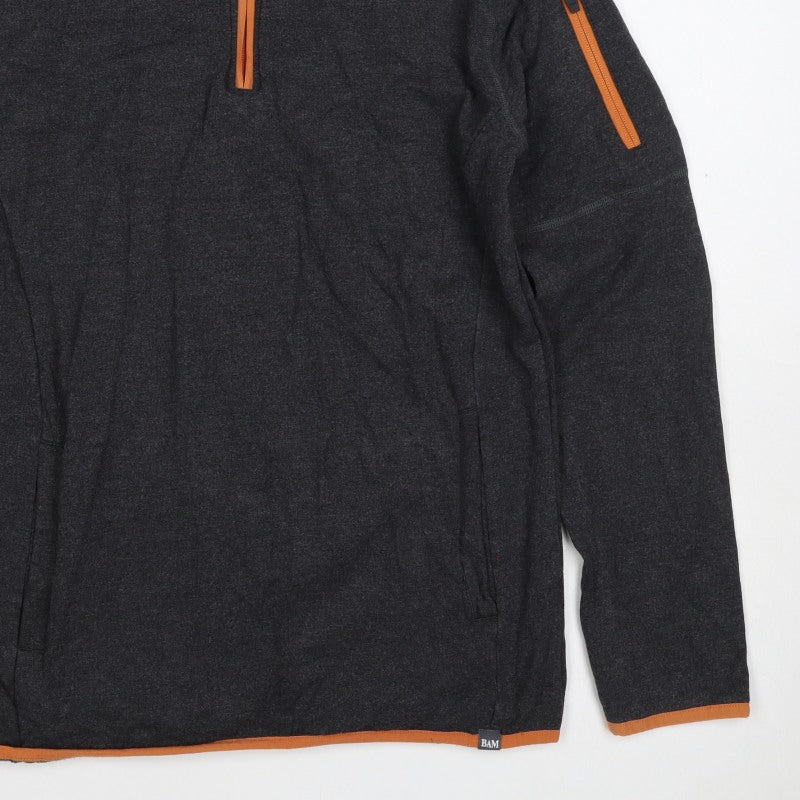 BAM Men’s Grey S Bamboo Viscose 1/4 Zip Fleece Activewear Top
