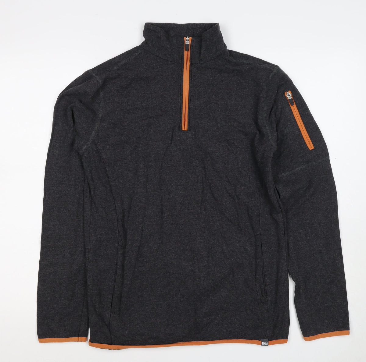 BAM Men’s Grey S Bamboo Viscose 1/4 Zip Fleece Activewear Top