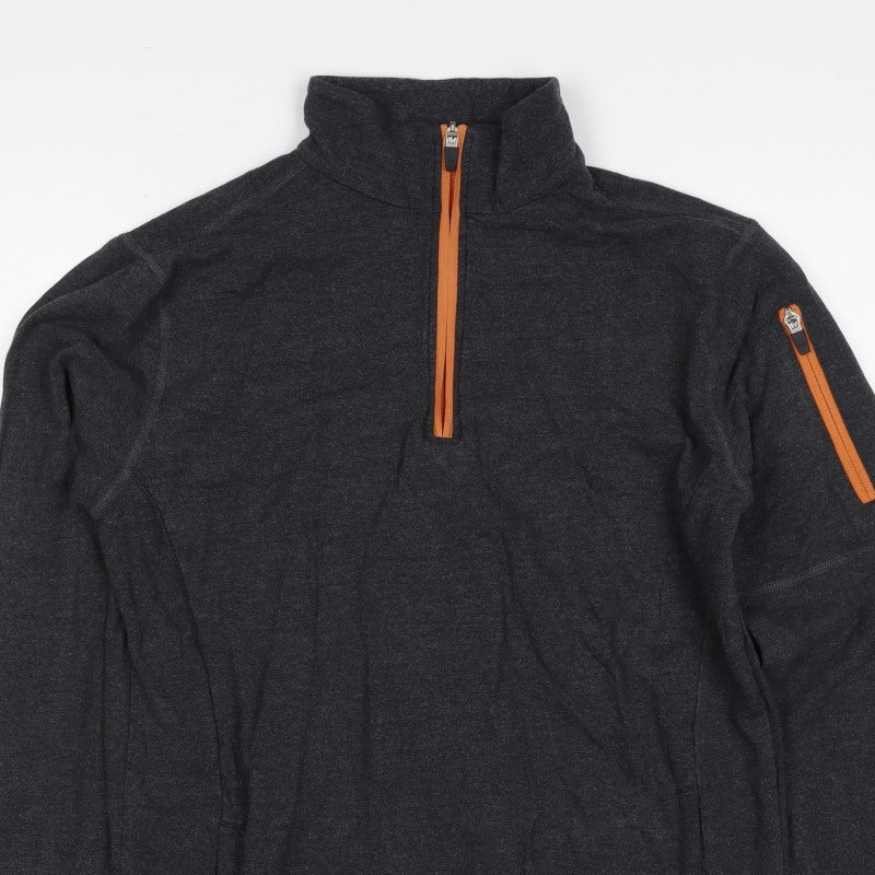 BAM Men’s Grey S Bamboo Viscose 1/4 Zip Fleece Activewear Top