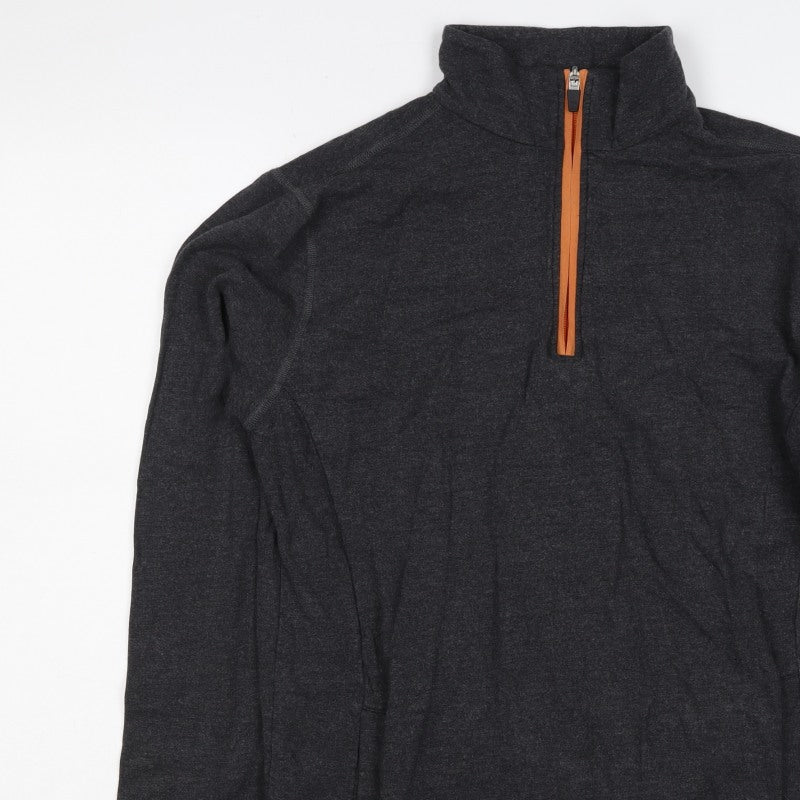 BAM Men’s Grey S Bamboo Viscose 1/4 Zip Fleece Activewear Top