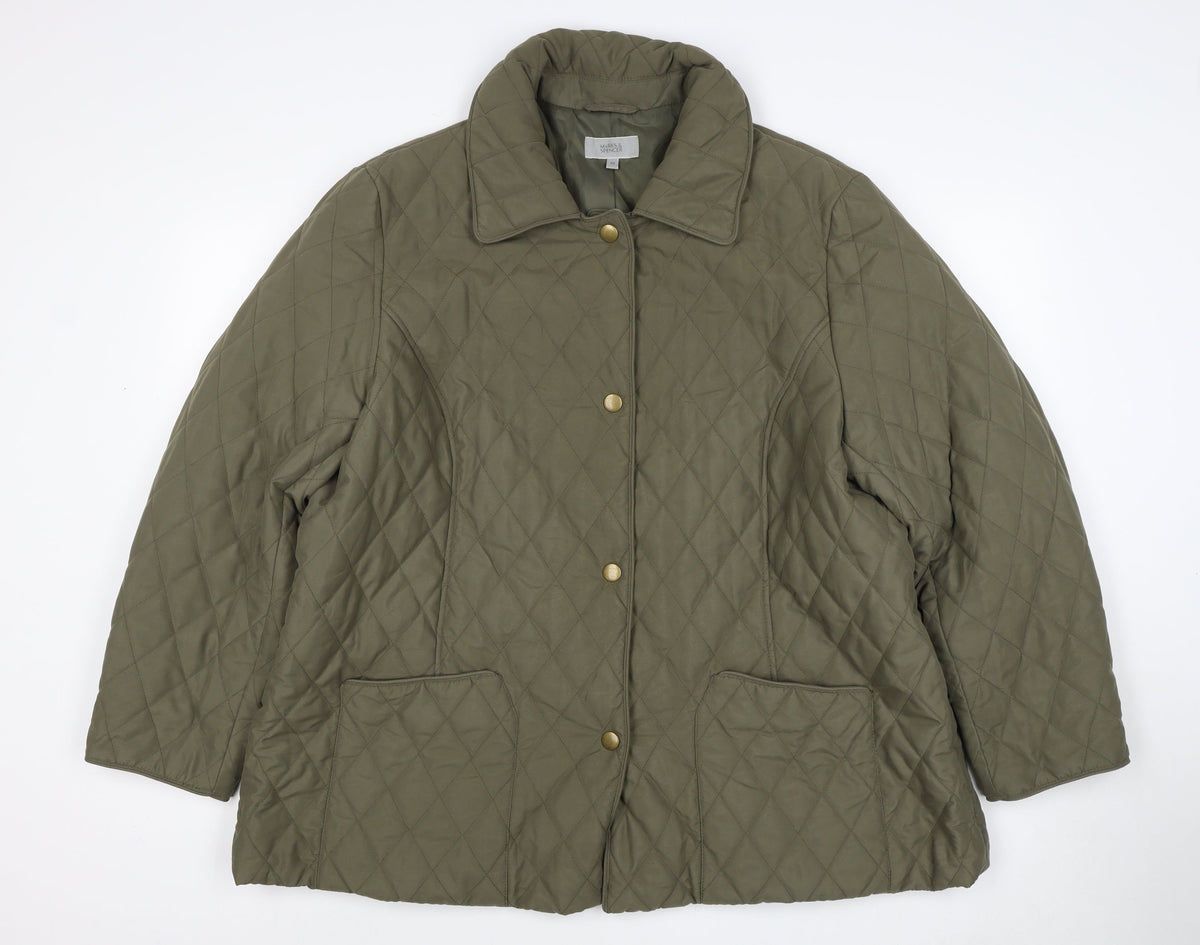 Marks and Spencer Women's Green UK 22 Quilted Padded Jacket