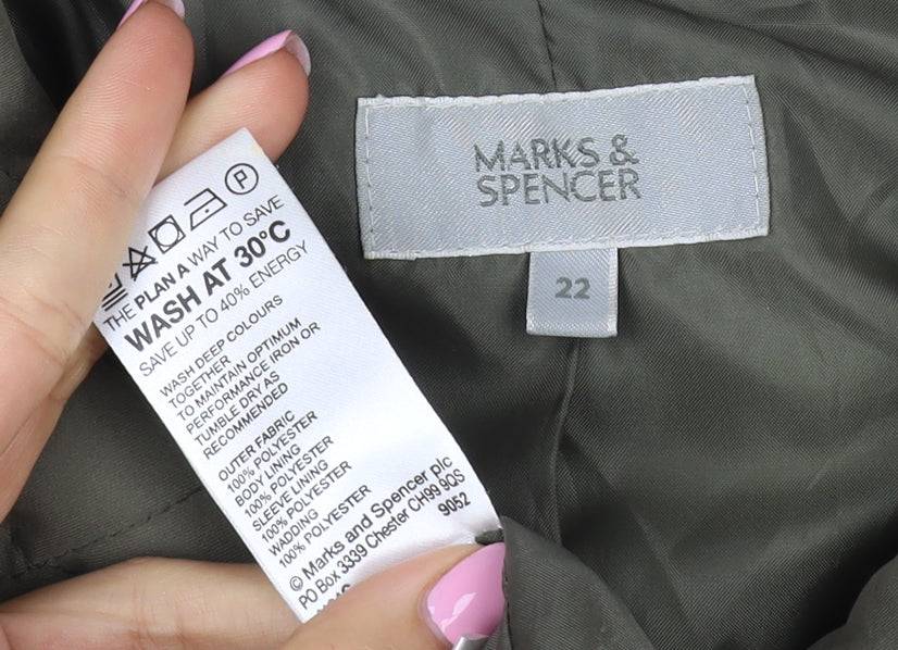 Marks and Spencer Women's Green UK 22 Quilted Padded Jacket