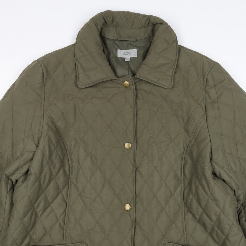Marks and Spencer Women's Green UK 22 Quilted Padded Jacket
