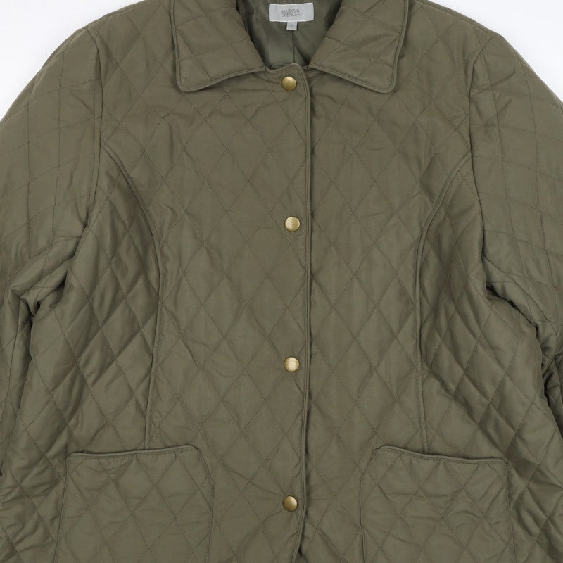 Marks and Spencer Women's Green UK 22 Quilted Padded Jacket