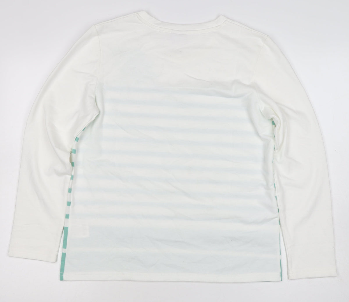 Amart Women White Green S Basic Striped Long Sleeve Jersey T-Shirt