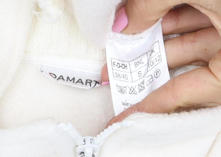 Samari Women’s Ivory Size 10 Floral Embroidered Fleece Zip Jacket