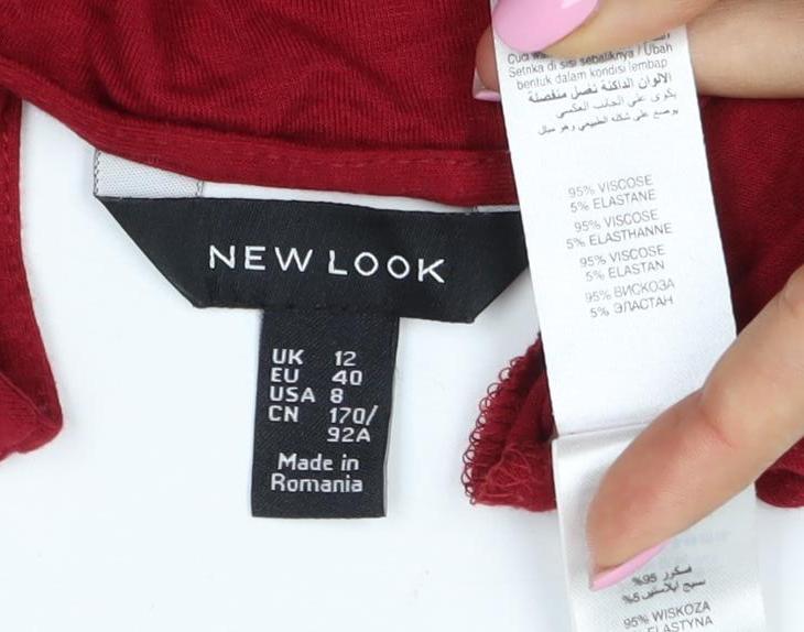 New Look Women Red UK 12 Fit & Flare Ruffle Tie Belt Dress