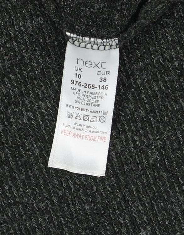 Next Women Grey UK 10 Open Front Longline Knit Cardigan Pockets Stretch