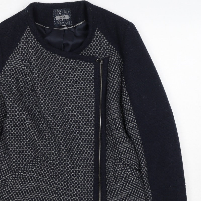 Next Women’s Black UK 8 Textured Asymmetric Zip Lined Jacket