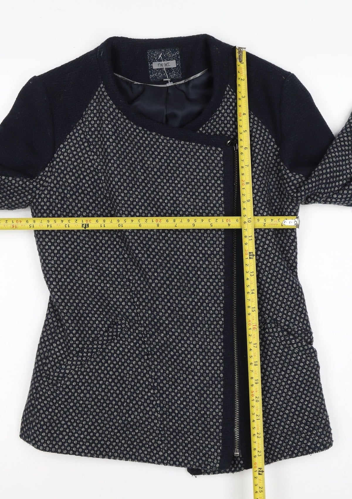 Next Women’s Black UK 8 Textured Asymmetric Zip Lined Jacket