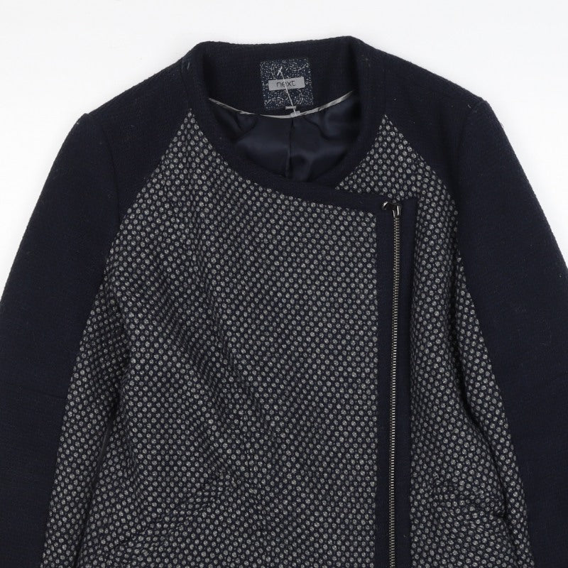 Next Women’s Black UK 8 Textured Asymmetric Zip Lined Jacket
