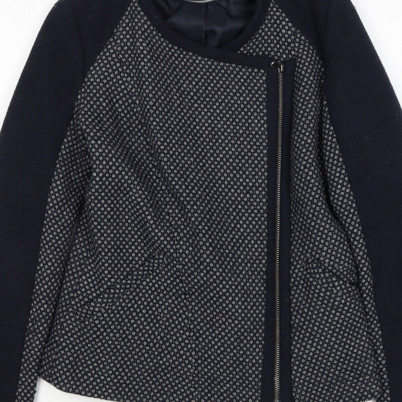 Next Women’s Black UK 8 Textured Asymmetric Zip Lined Jacket