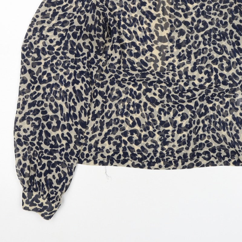 Glamorous Women’s Beige Leopard Print Cropped Zip Blouse UK 8