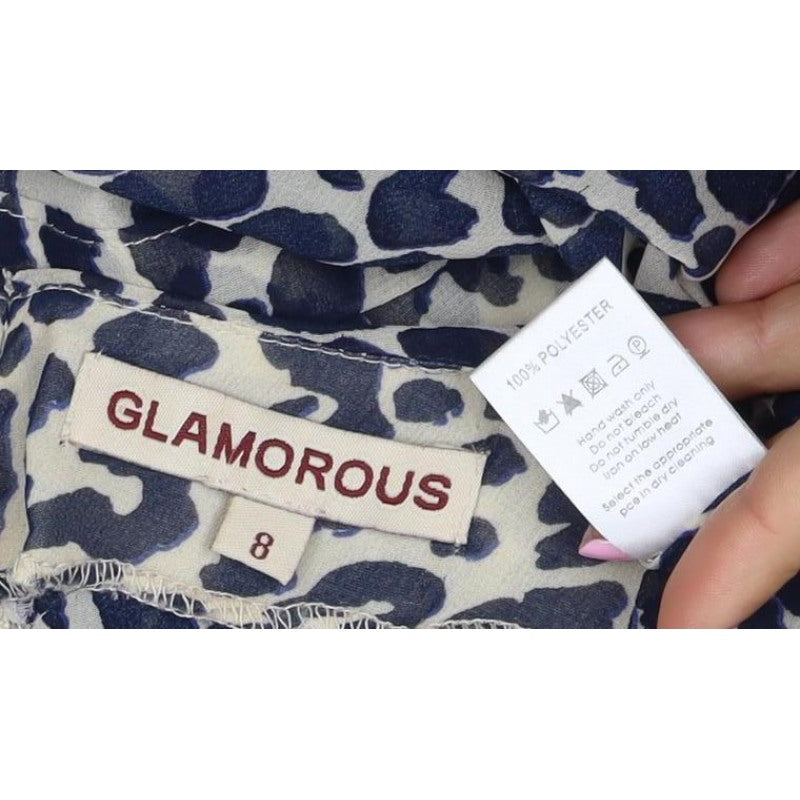 Glamorous Women’s Beige Leopard Print Cropped Zip Blouse UK 8