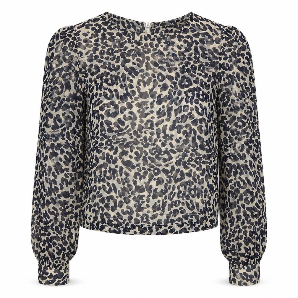 Glamorous Women’s Beige Leopard Print Cropped Zip Blouse UK 8