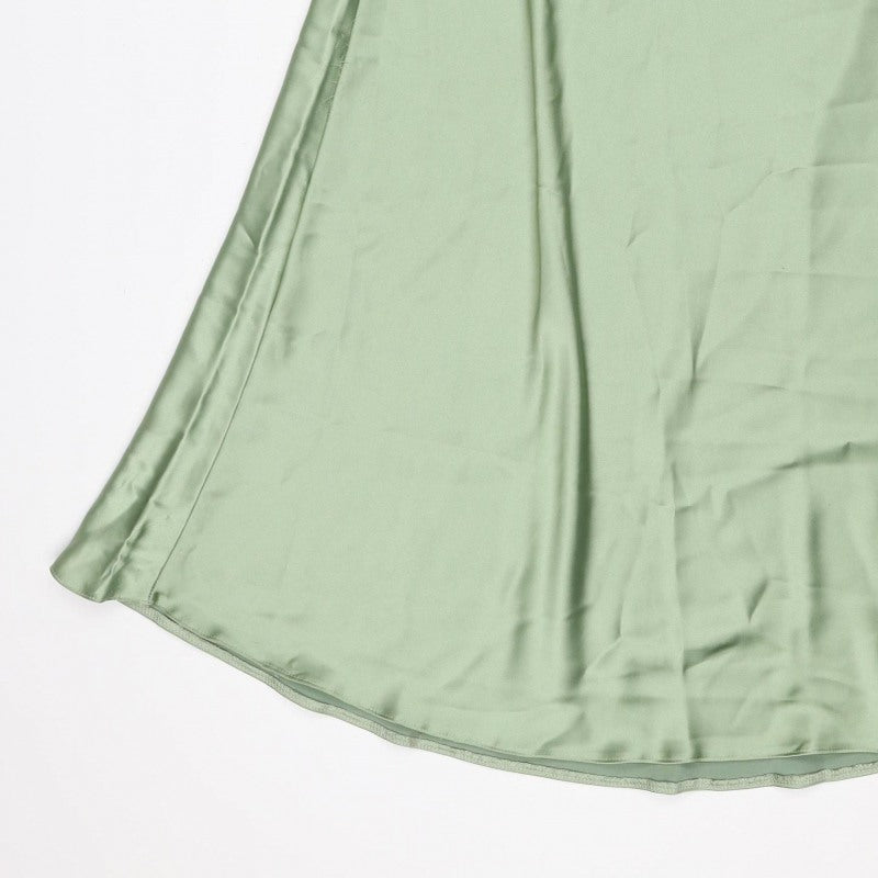 Oasis Women Green UK 14 Satin Asymmetric Wrap Midi Skirt