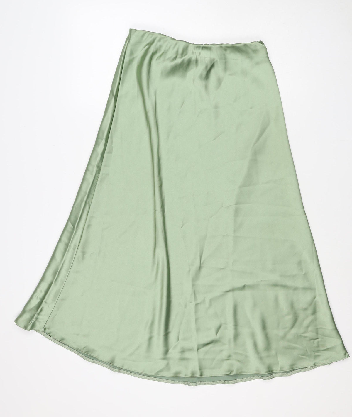 Oasis Women Green UK 14 Satin Asymmetric Wrap Midi Skirt