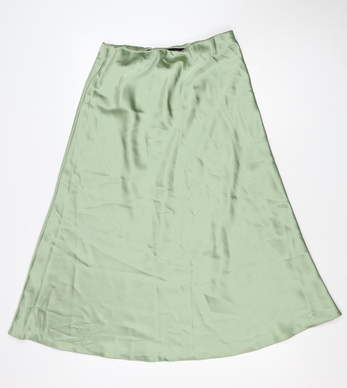 Oasis Women Green UK 14 Satin Asymmetric Wrap Midi Skirt