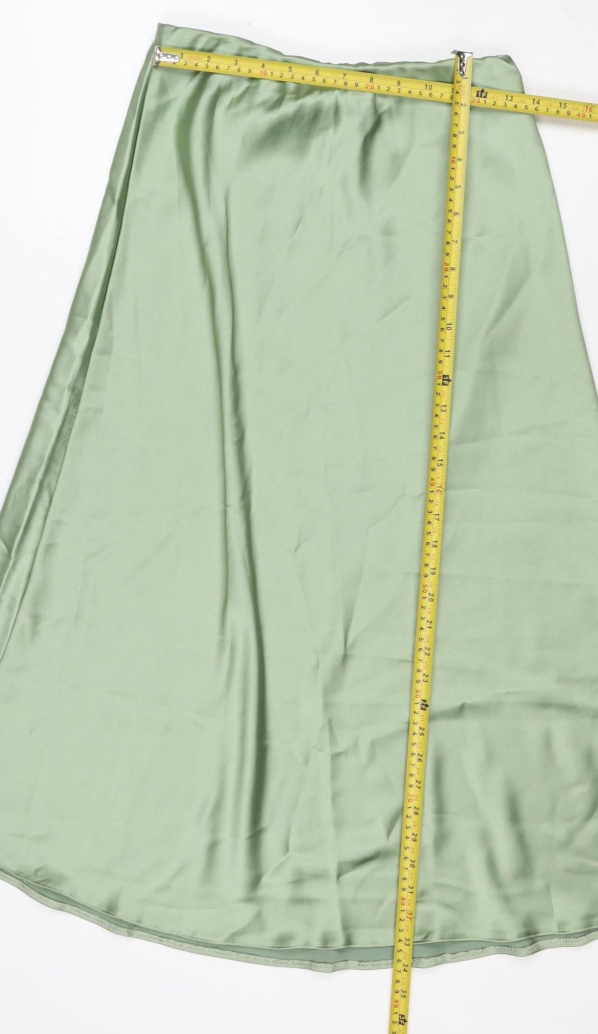 Oasis Women Green UK 14 Satin Asymmetric Wrap Midi Skirt