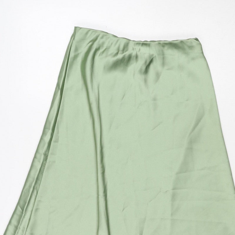 Oasis Women Green UK 14 Satin Asymmetric Wrap Midi Skirt
