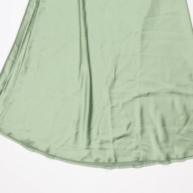 Oasis Women Green UK 14 Satin Asymmetric Wrap Midi Skirt