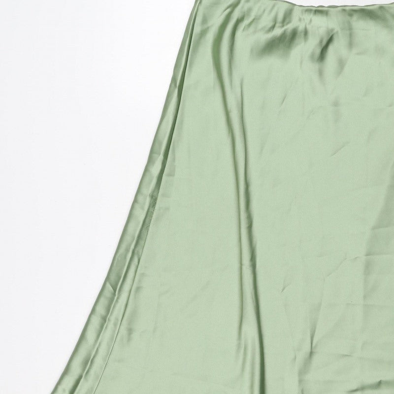 Oasis Women Green UK 14 Satin Asymmetric Wrap Midi Skirt