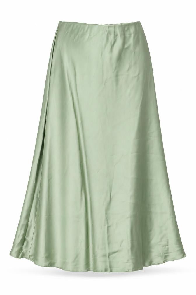 Oasis Women Green UK 14 Satin Asymmetric Wrap Midi Skirt