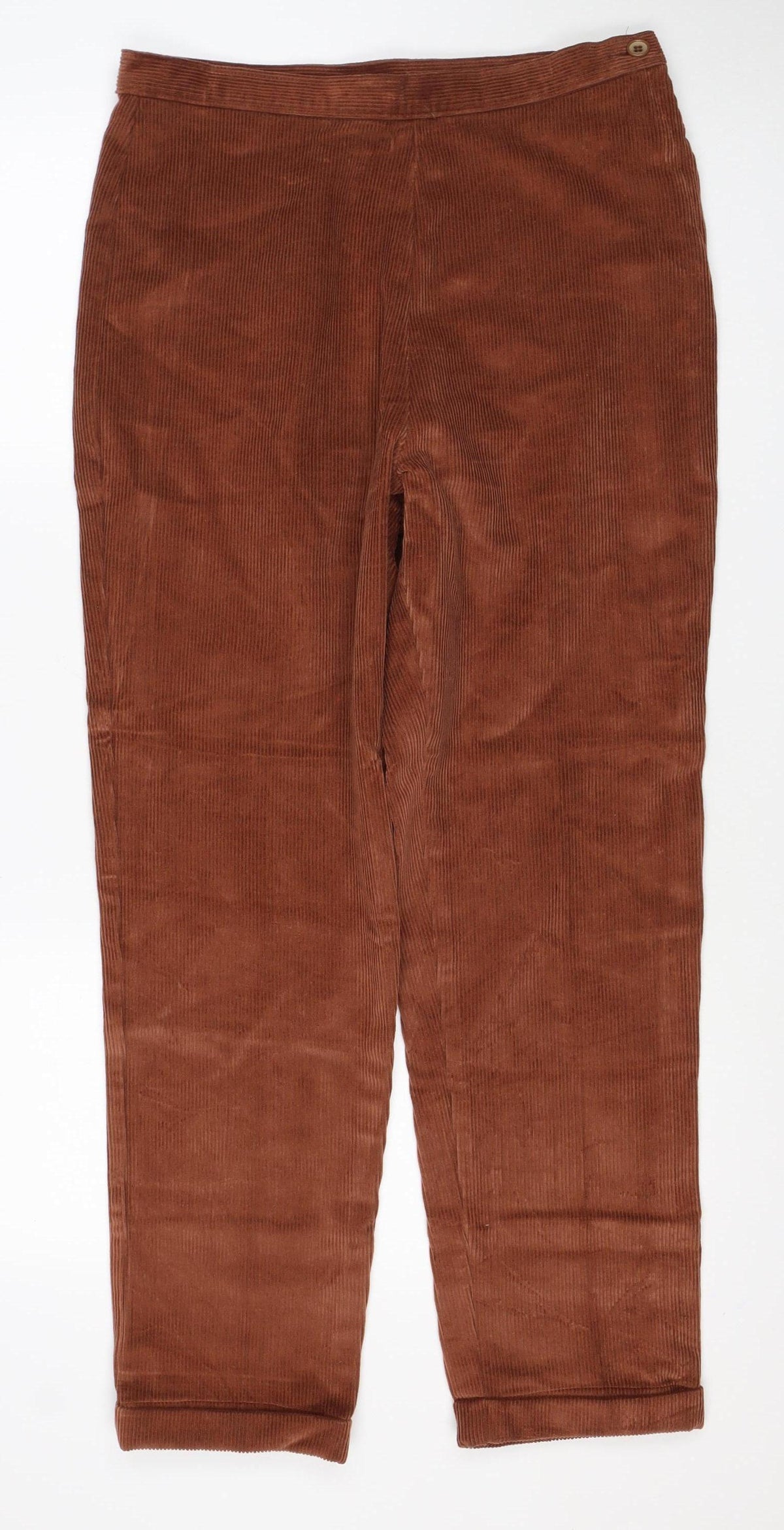Ann Louise Women’s Brown Corduroy Straight Trousers UK 16 Stretch