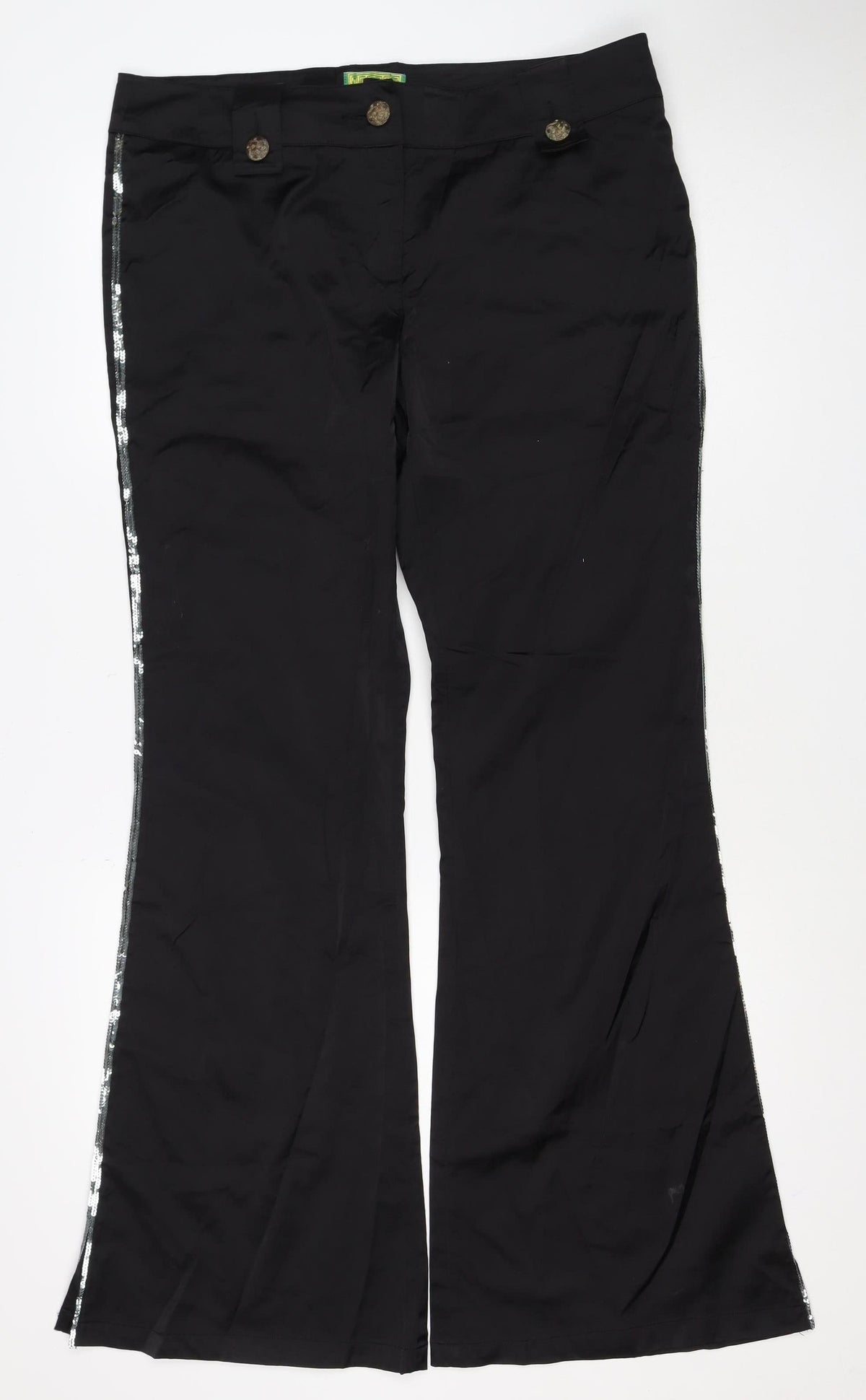Tracy Porter Women’s Black Flared Trousers Size 10 Sequin Trim