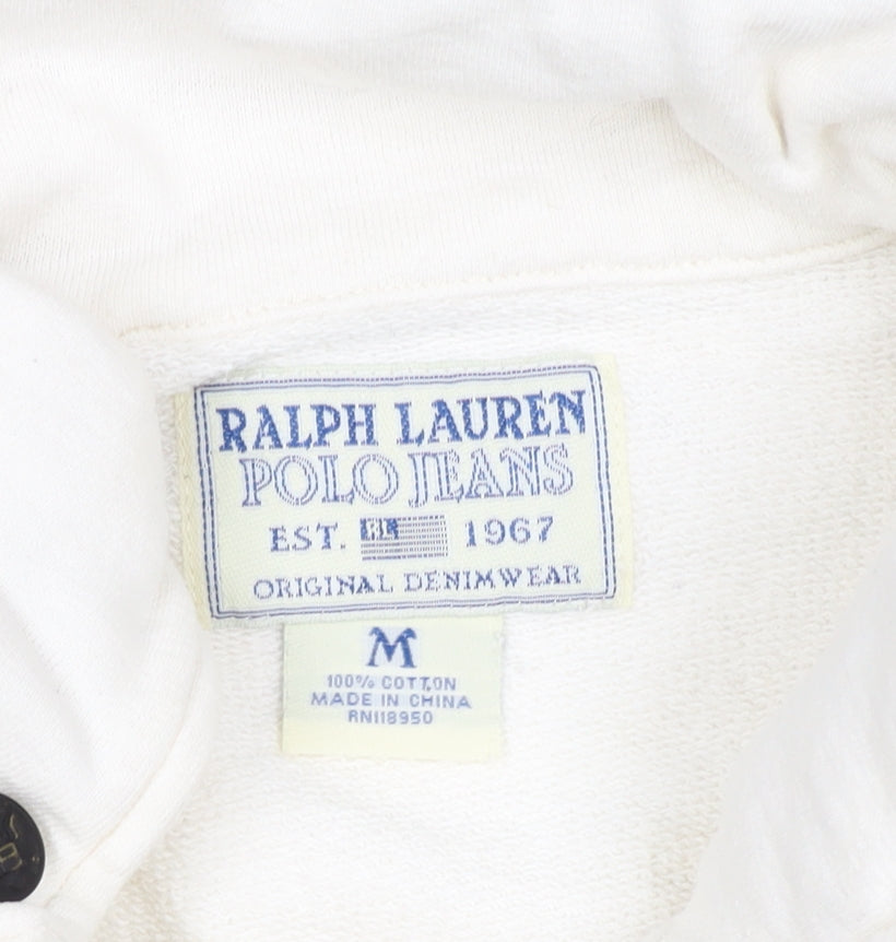 Ralph Lauren Women Ivory M Double-Breasted Cotton Pea Jacket