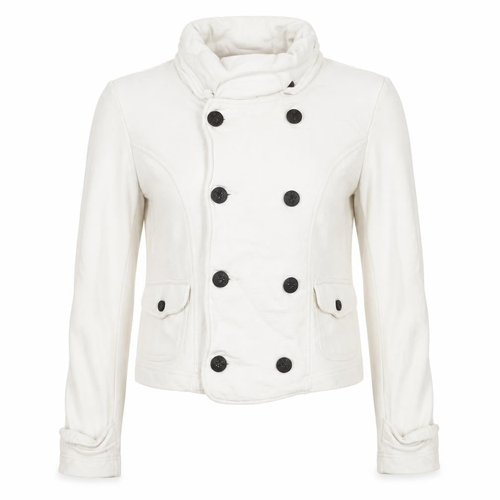 Ralph Lauren Women Ivory M Double-Breasted Cotton Pea Jacket