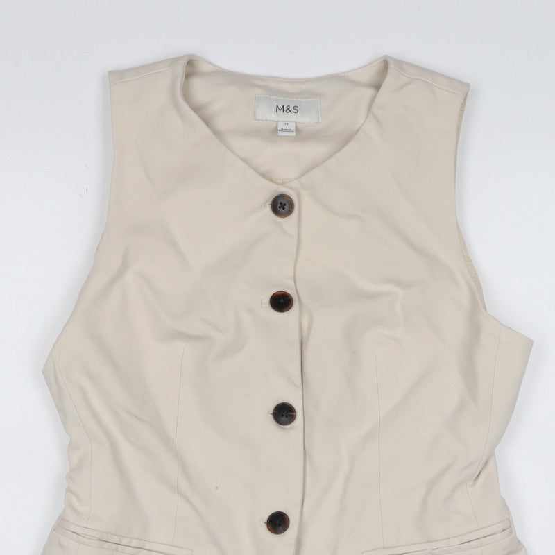 Marks and Spencer Women Ivory UK 12 Tailored 4 Button Waistcoat