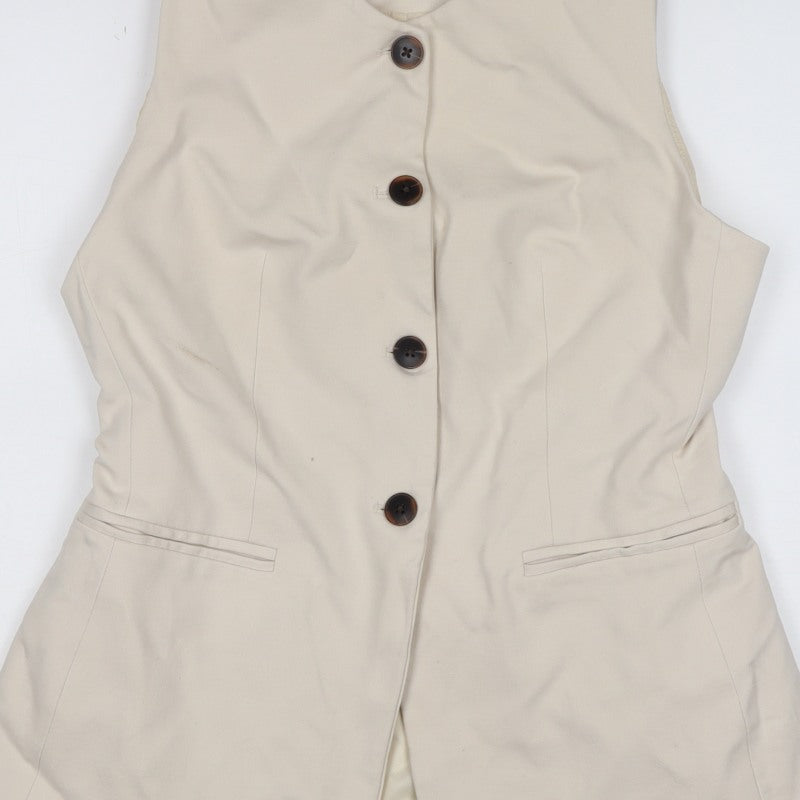 Marks and Spencer Women Ivory UK 12 Tailored 4 Button Waistcoat