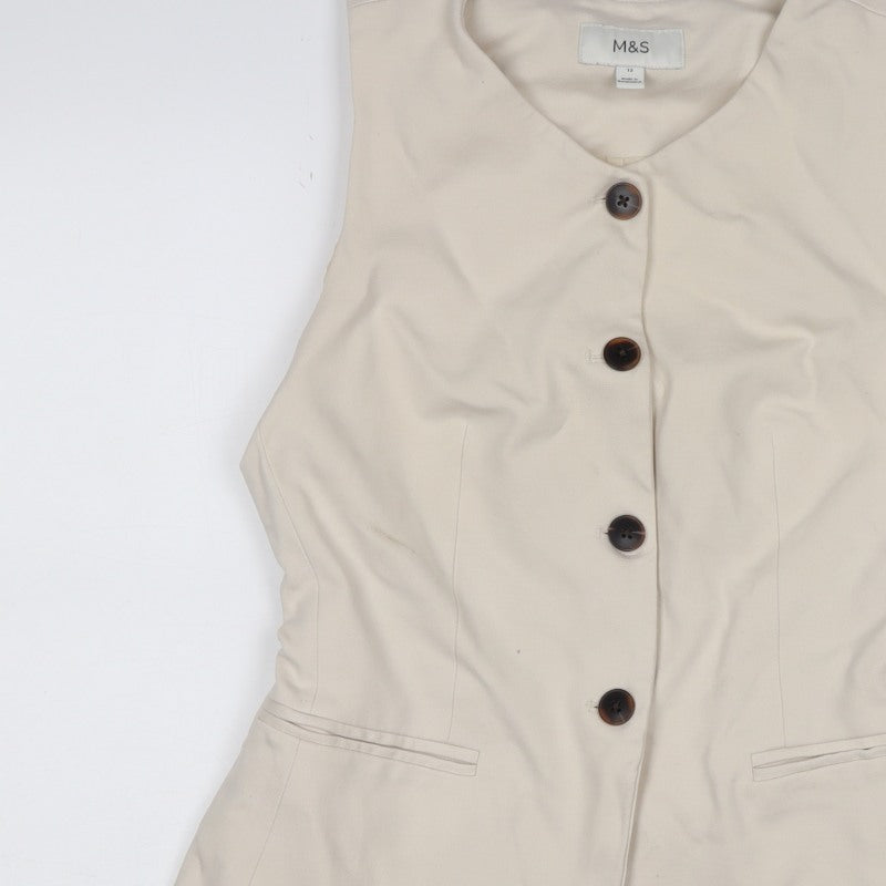 Marks and Spencer Women Ivory UK 12 Tailored 4 Button Waistcoat