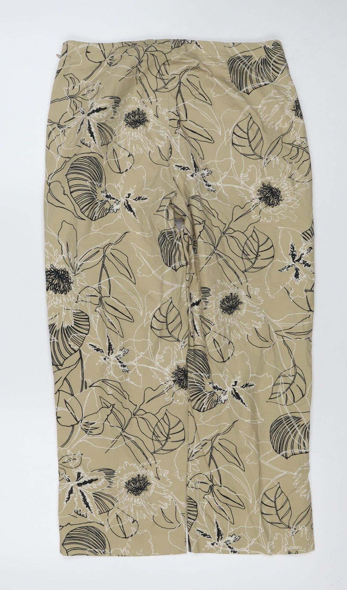 Villager Women’s Beige Floral Cotton Blend Size 4 Wide-Leg Trousers