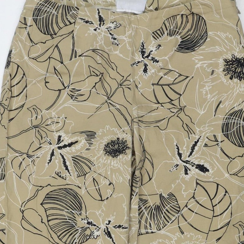 Villager Women’s Beige Floral Cotton Blend Size 4 Wide-Leg Trousers