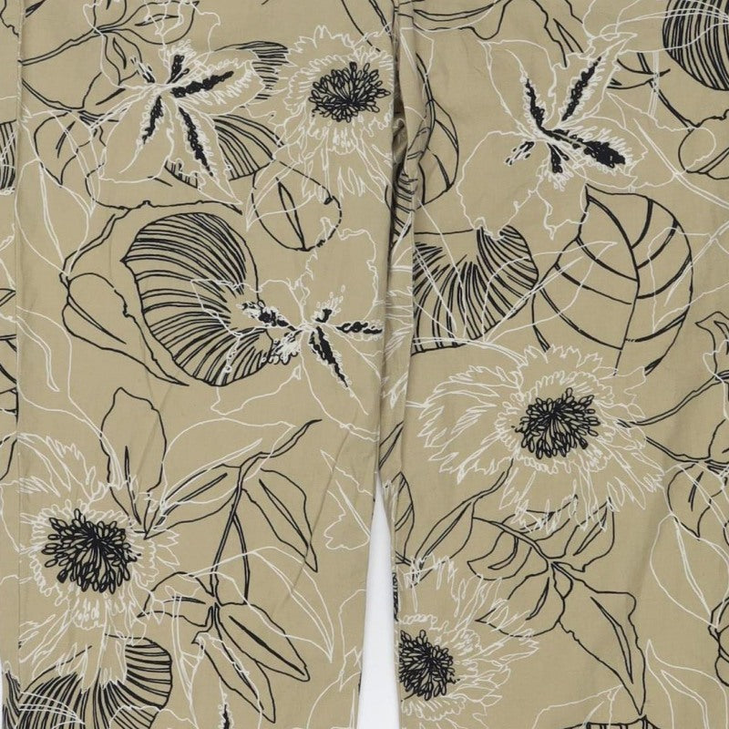 Villager Women’s Beige Floral Cotton Blend Size 4 Wide-Leg Trousers
