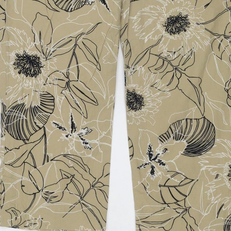 Villager Women’s Beige Floral Cotton Blend Size 4 Wide-Leg Trousers
