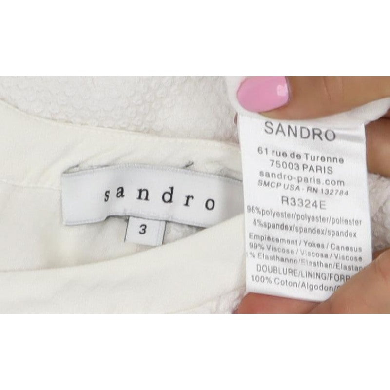 Sandro Women Ivory UK 12 Short Shift Dress Flared Sleeve