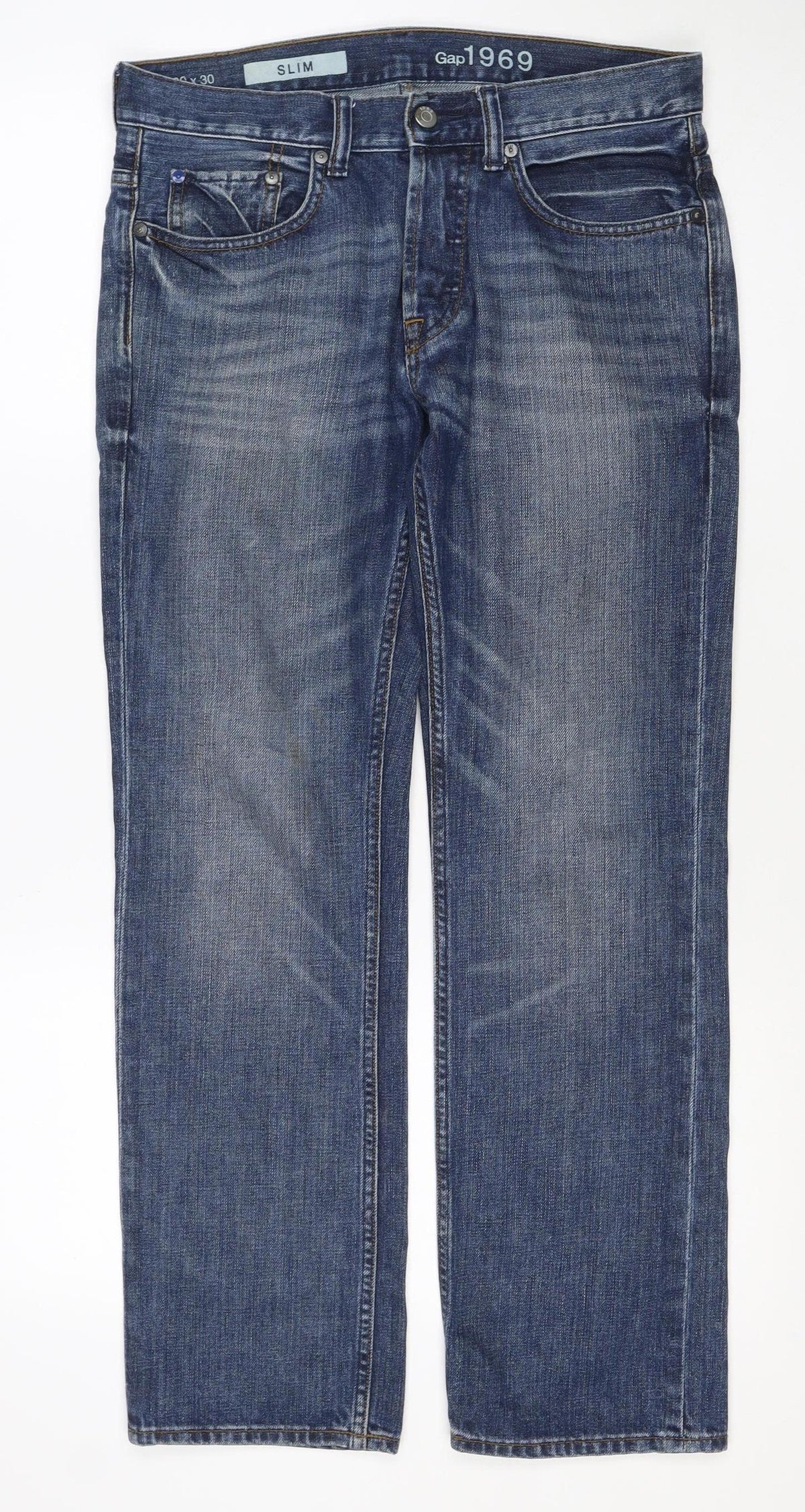 Gap 1969 Men’s Blue Slim Straight Jeans W30 L30 Cotton Denim