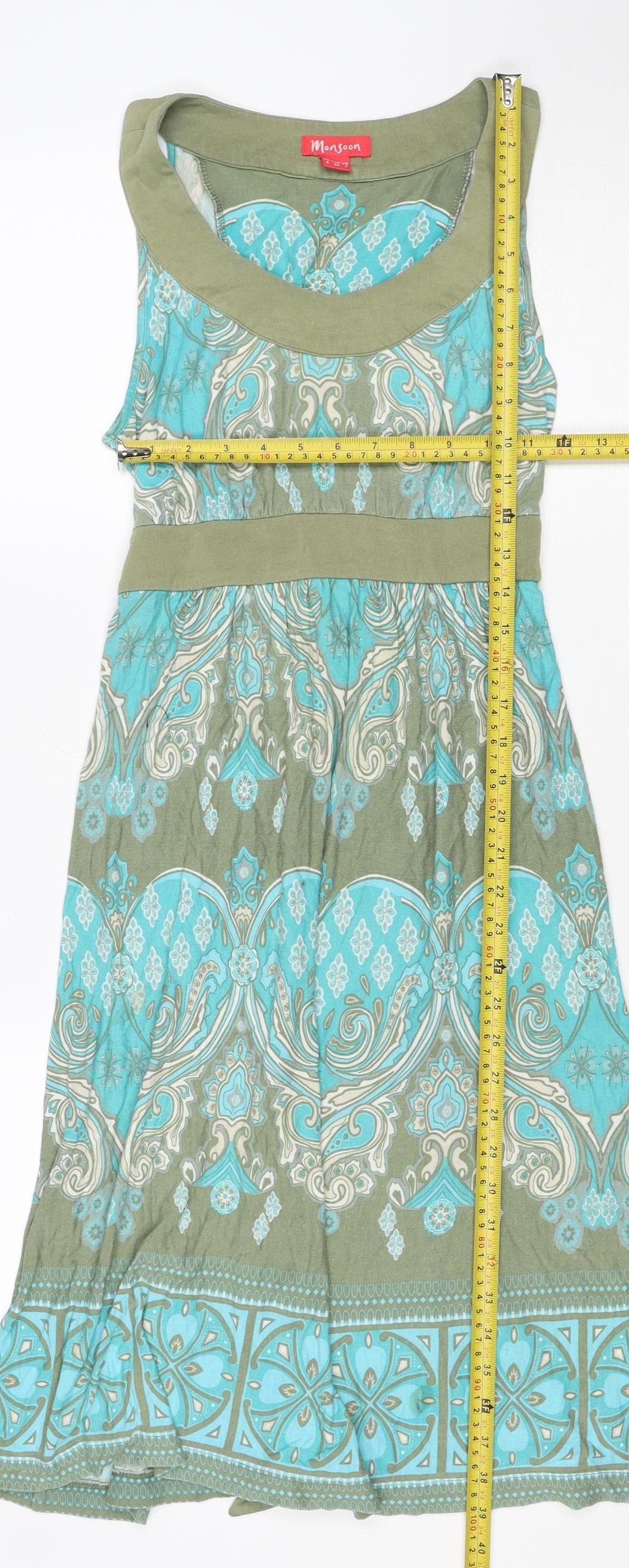 Monsoon Women’s Multicoloured Paisley A-Line Belted Dress UK 8