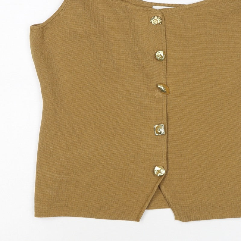 Marks and Spencer Women Brown S Knit Button Front Camisole Tank Top